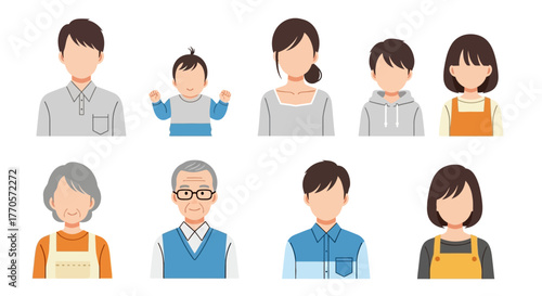 Diverse Family Members A Collection of Illustrations Showcasing Various Ages and Relationships
