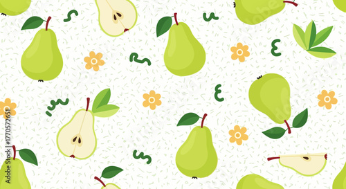 Delightful Pear Pattern A Fresh and Fruity Design for Textiles and Prints - Ideal for Summer!
