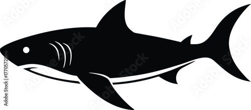 Shark silhouette vector icon. Ocean predator animal symbol.