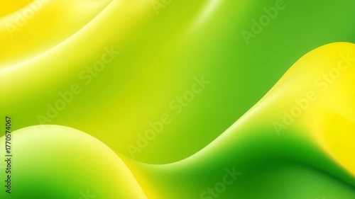 Abstract wavy background in shades of green and yellow. Smooth curves create a fluid and dynamic visual effect.