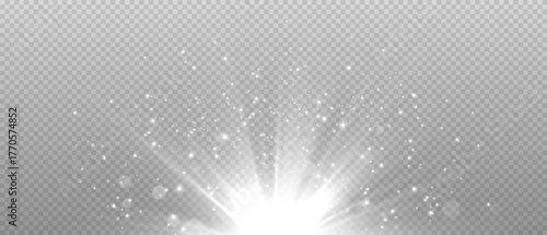 Light effects with flares, glitter, dust, and glowing lines. Bright sparkles, stars, and curved light shapes create a realistic glow effect