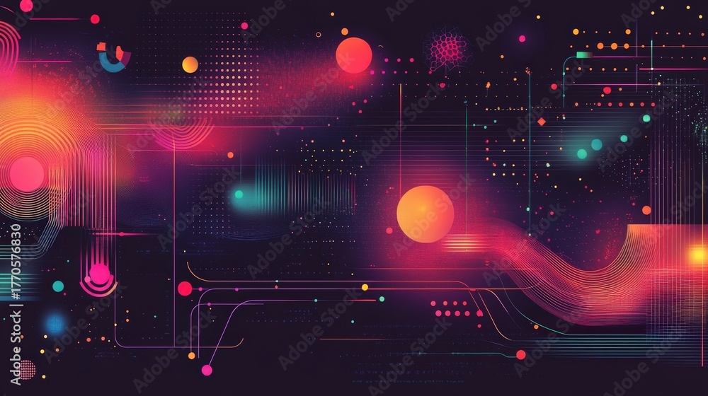 Obraz premium abstract neon circuit background