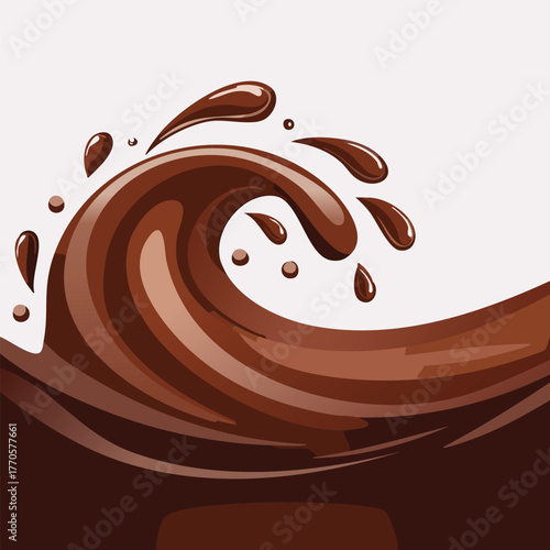 Chocolate Sauce Splash Banner Vector