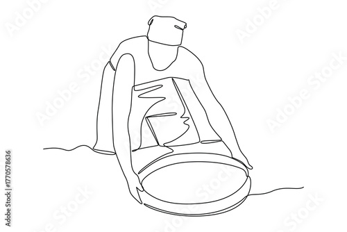 Simple continuous line of mining activity. Simple line, creativity, vector.