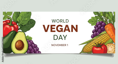 World vegan day celebration with fresh fruits and vegetables