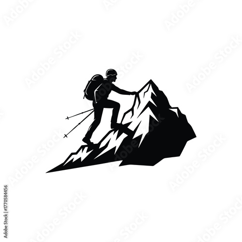 mountain climber vector silhouette 