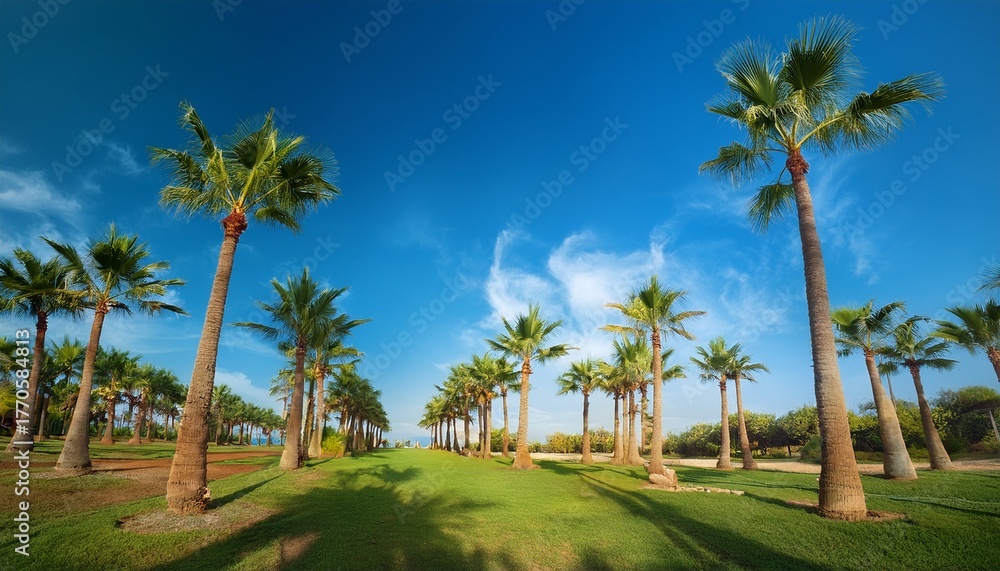 Obraz premium Palm Trees With Blue Sky Background