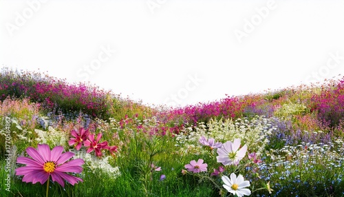 Nature Flowery Blossoming Meadow Ornamental Cut Out On Transparent Backgrounds 3D Illustrations Png File