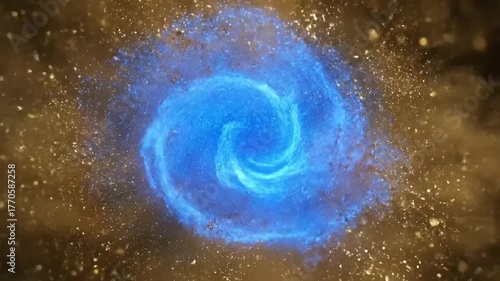 Swirling blue nebula in space.