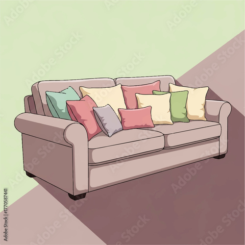 Cozy Sofa with Colorful Pillows A Comfortable Interior Design Element