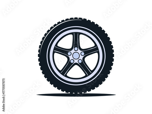 Vector illustration of a car wheel in clean geometry