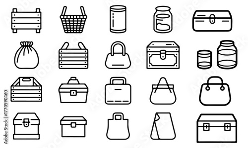 Audio Learning Outline Icons Linear Vector Set of Headphones, Mic, and Podcast Education