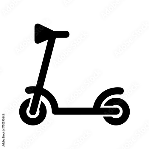 Simple Black Electric Scooter Icon on Clean White Background