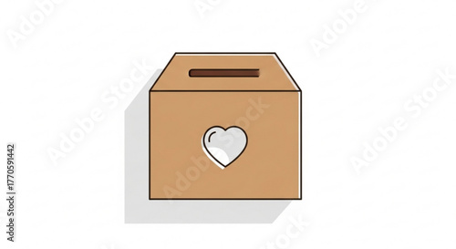 A simple donation box with a heart, symbolizing love, charity, and giving, perfect for campaigns and fundraising