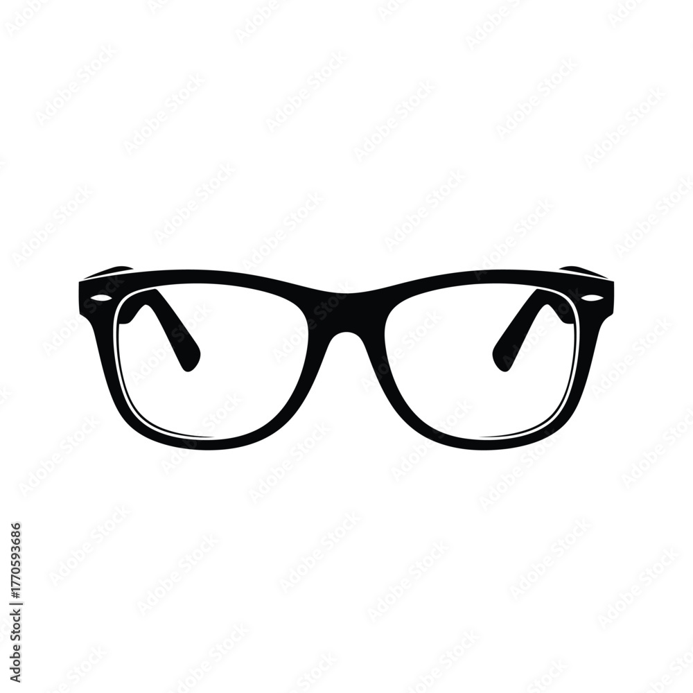 Fototapeta premium Vector illustration of black silhouette of classic wayfarer style eyeglasses