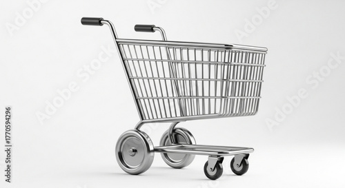 Empty shopping cart for online grocery store or ecommerce platform concept in a simple and modern design