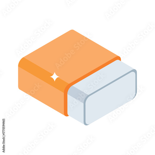 Classic eraser icon representing correction, drawing, and graphic design.