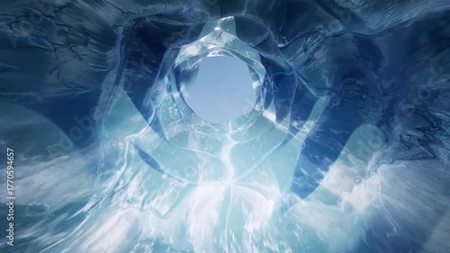 snow ice cave inside tunnel frozen environment