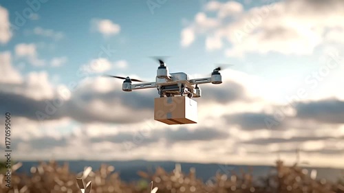 autonomous quadcopter drone delivering