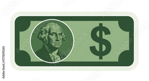 One dollar bill icon, symbolizing finance and currency, representing wealth and economic transactions
