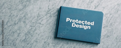 legal intellectual property paperwork concept. Design book with textured cover on a gray background.