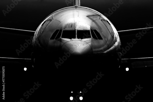 black and white airplane