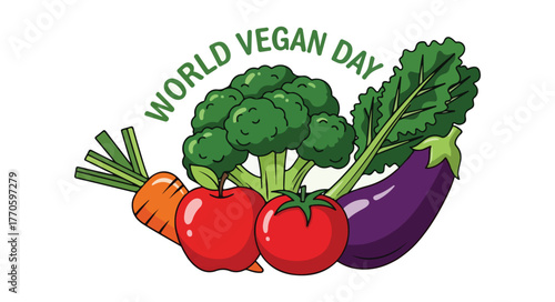 World vegan day celebration with fresh vegetables illustration