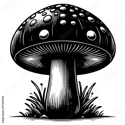 A mushroom with cap and white spots vector image illustration