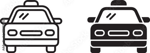taxi icon front view outlined and solid roof sign headlights grille