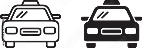 taxi symbol front view pair outlined and filled vector transport icon