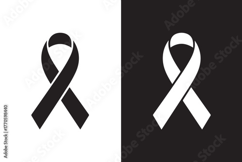 ribbon monochrome awareness pair loop emblem