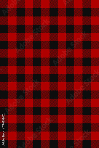 Red and black buffalo gingham pattern vector.Classic checkered textile plaid repeating diagonal weave texture seamless fabric background.Design for clothing,blanket,tablecloth,wrapping,decoration.