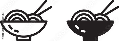 noodles bowl with chopsticks icon outline and solid version