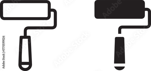 paint roller icon split silhouette black white symmetry design