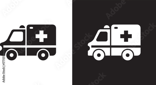 ambulance icon black and white medical emergency vehicle symbol