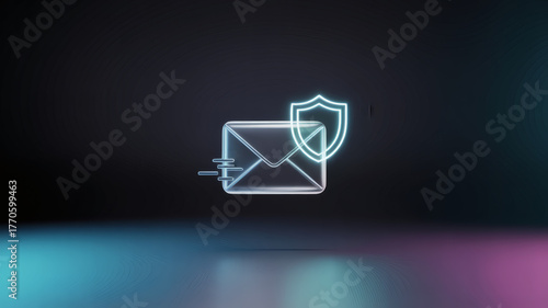 minimal envelope with shield representing encrypted email secure messaging and safe communications in modern glass style