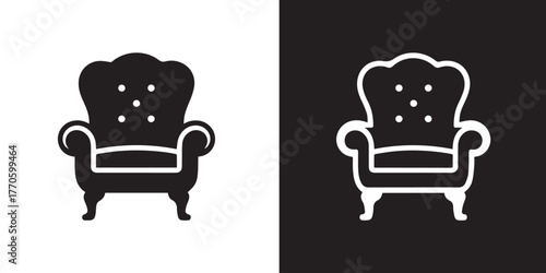 armchair mirrored contrast vector icon of rolled arms cabriole legs seat
