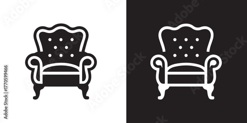 armchair two tone vector composition featuring highback tufted seating