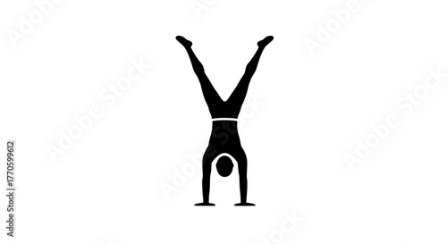 Handstand man black white icon 