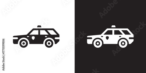 police icon emergency suv symbol police vehicle flat silhouette vector