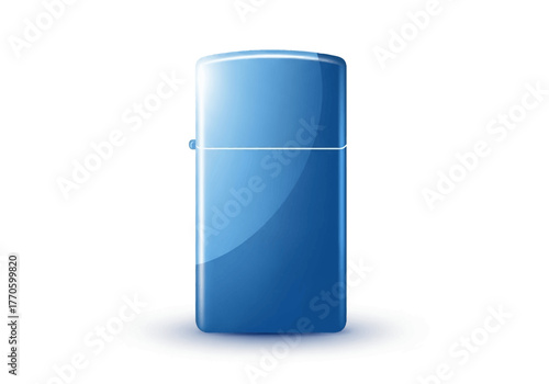 Blue Metallic Lighter with a Reflective Surface.