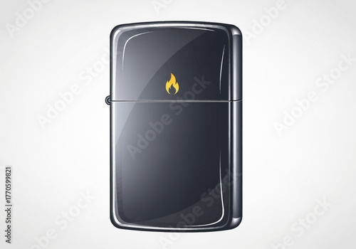 Sleek Black Lighter with Flame Emblem Shiny Finish.