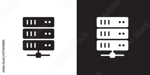 server rack icon contrast panel tech infrastructure network equipment illustration