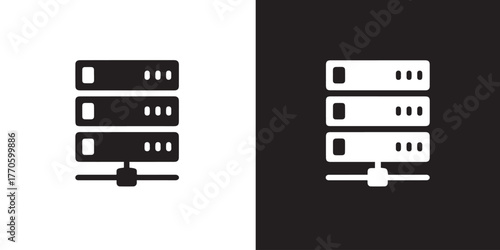 server rack icon symmetric panels network link data storage center vector