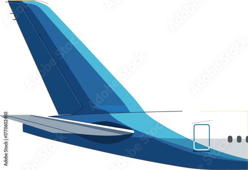 Tail of a passenger plane isolated on orange background