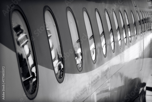 close up of airplane windows
