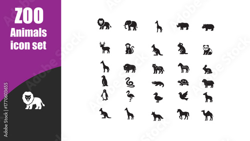 zoo animals  icon set