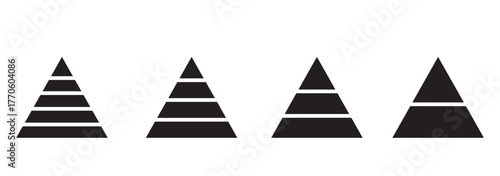 Levels of triangular pyramid icon. Maslow layer diagram. Triangle pyramid chart. designed for business presentations, charts, educational materials. vector illustration. 