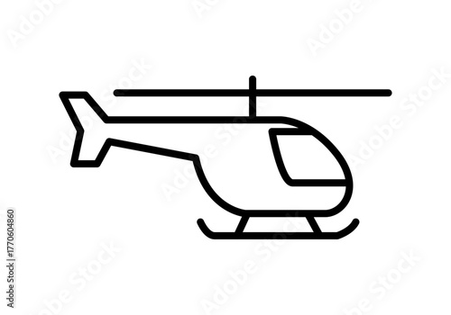Icono negro de helicóptero en fondo blanco