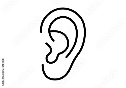 Icono negro de oreja en fondo blanco